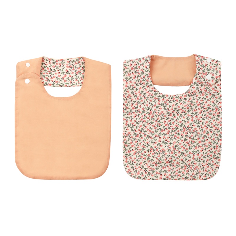 Yếm Ăn Cotton Lanh Hai Mặt Chống Nước In Họa Tiết Hoa Cổ Điển Cho Bé Sơ Sinh