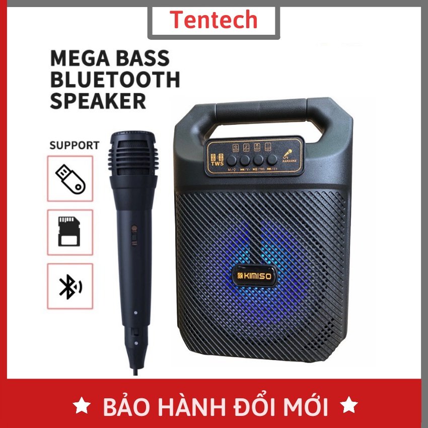 Loa Bluetooth Superbass Kimiso QS 3607 - Tặng Kèm Micro Hát Karaoke - Bảo Hành lôi 1 đổi 1