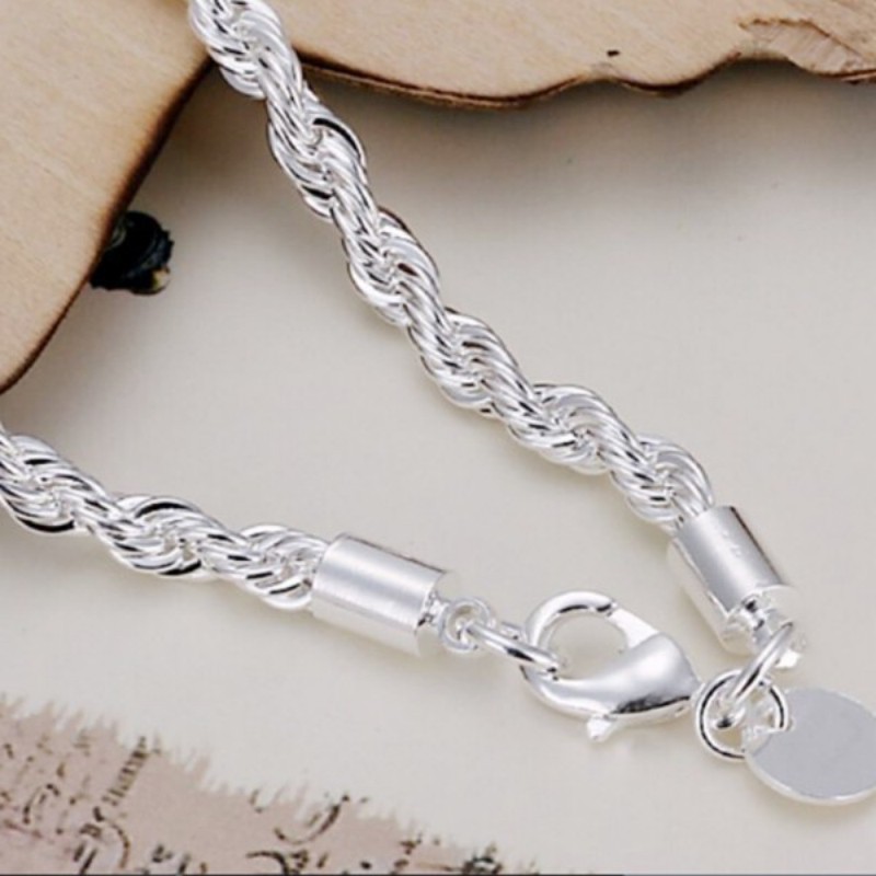 Vòng đeo tay mạ bạc thời trang thiết kế kiểu dây thừng độc đáo