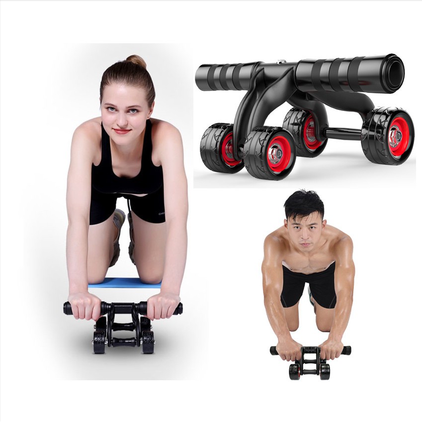 Con lăn tập bụng gym 4 bánh tặng miếng thảm con lăn tập cơ bụng dùng cho cả vđv chuyên nghiệp, bảo hành 3 năm 2021