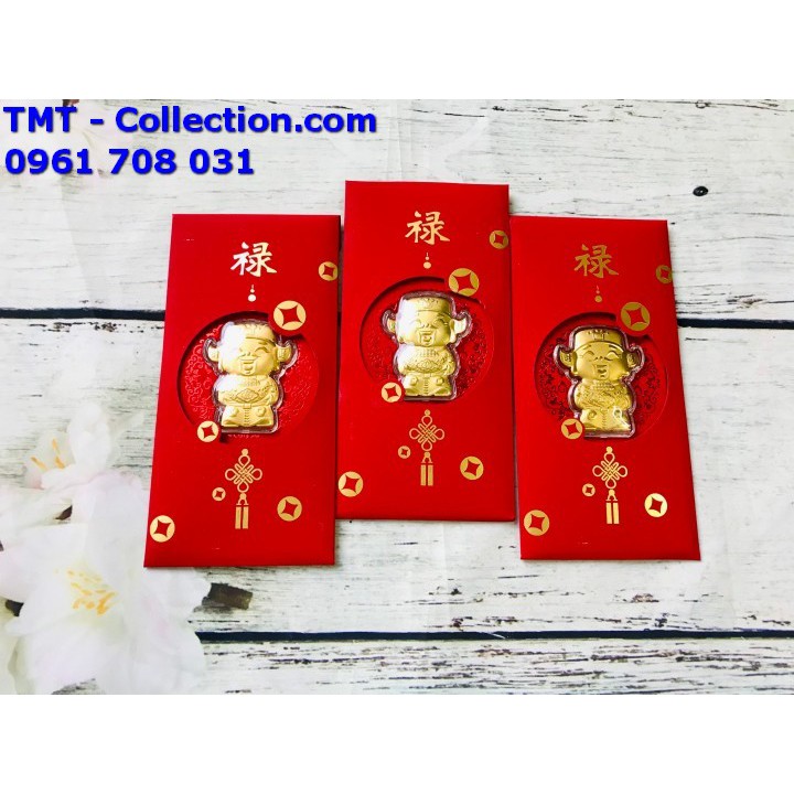 Bao lì xì Thần Tài chibi vàng chất liệu Giấy bìa, hộp nhựa, màu đỏ - SP005134