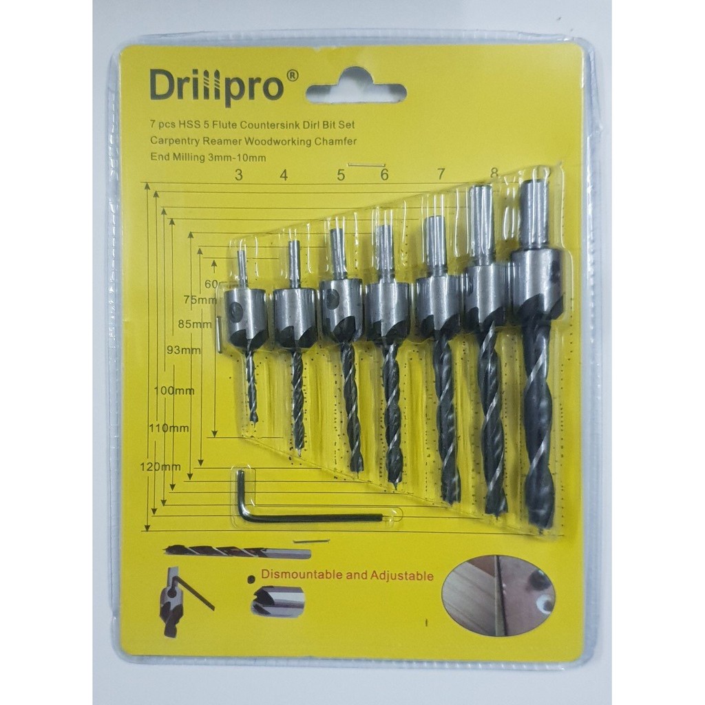 BỘ MŨI KHOAN GỖ BẮT ÂM MŨ VÍT ĐẦU ĐINH CHUYÊN DỤNG