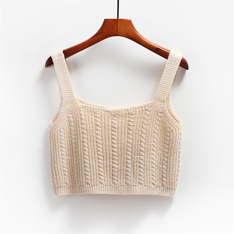 Áo Croptop Hai Dây Dệt Kim Cổ Vuông Thời Trang Cho Nữ