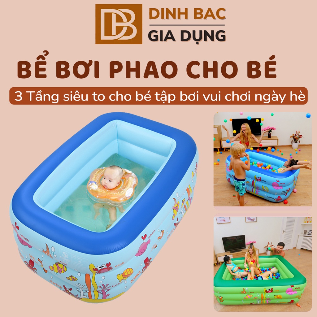 Bể bơi phao cho bé 3 tầng bơm hơi loại dày siêu to