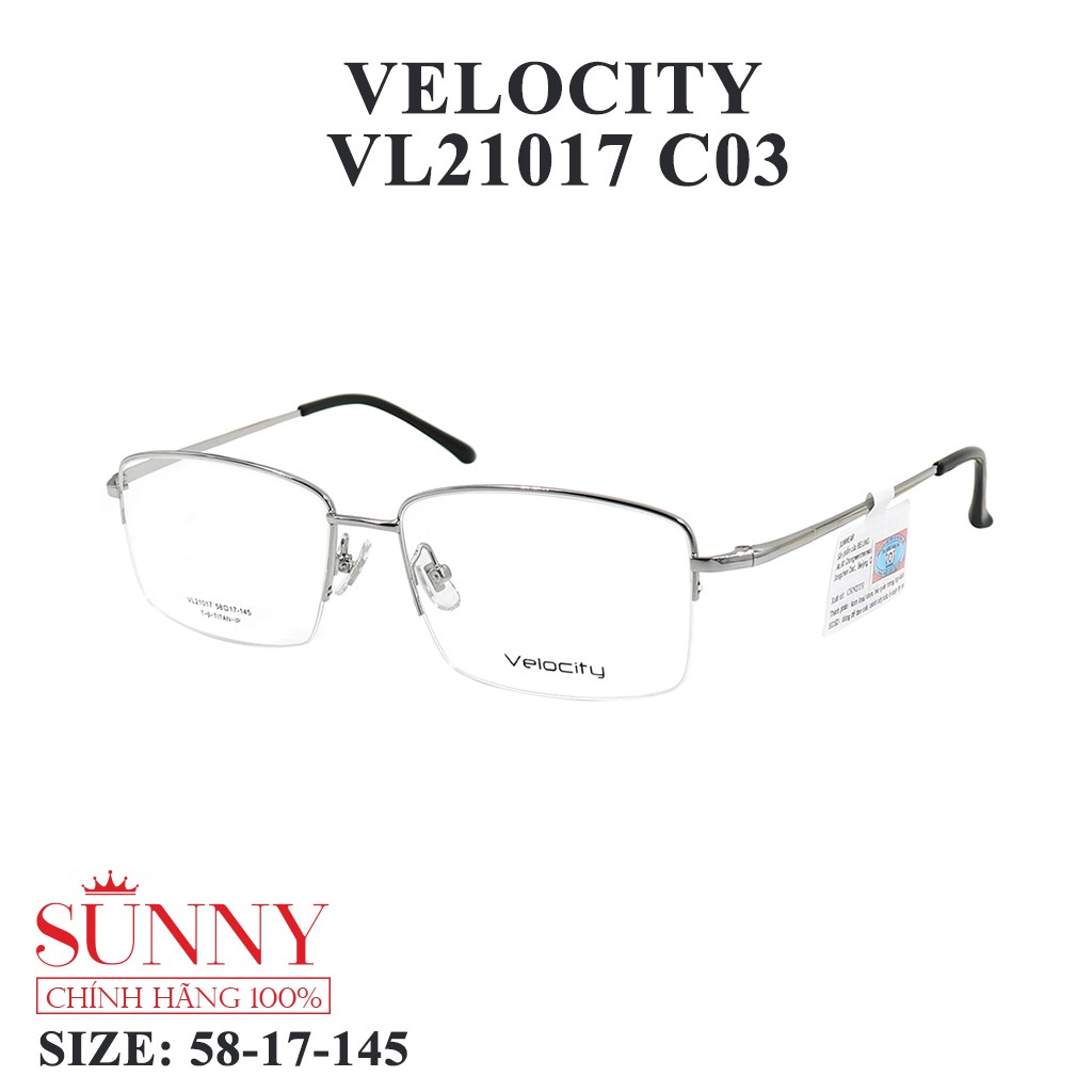 VL21017 - gọng kính nam nữ kim loại Velocity chính hãng, bảo hành toàn quốc