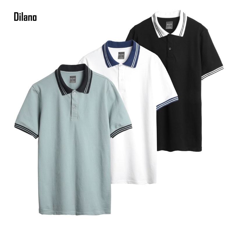 Áo Thun Polo nam cổ bẻ phối kẻ tay áo, chất liệu Cotton xuất khẩu, form chuẩn, size lên tới 85kg Dilano APD05 | BigBuy360 - bigbuy360.vn
