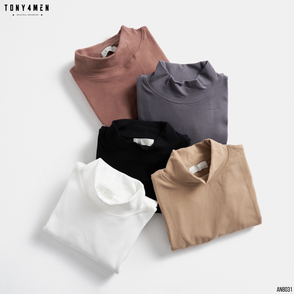 Áo Thun Nam Dài Tay TONY4MEN Basic Cổ Cao 3 Phân Giữ Ấm Cực Tốt Form Slimfit AN8031 | BigBuy360 - bigbuy360.vn