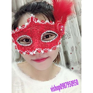 (MS92) mặt nạ hóa trang lông vũ