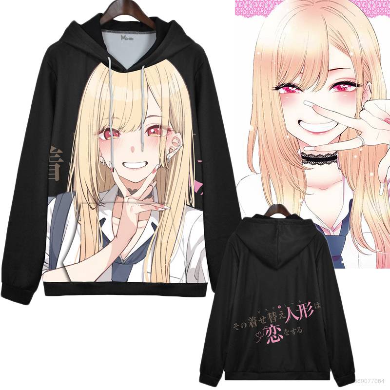 Áo Hoodie Tay Dài Dáng Rộng In Hình Anime My Dress-up Darling Kitagawa Marin Plus Size