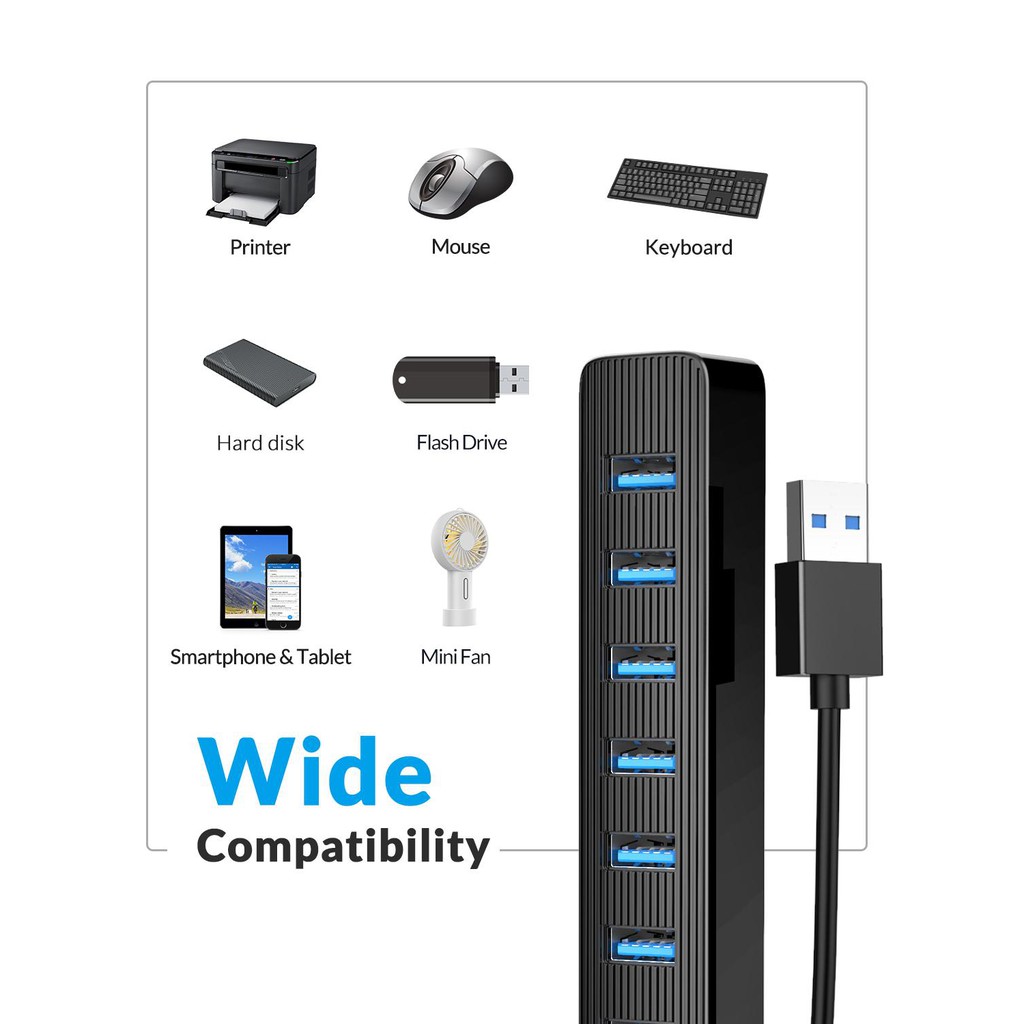 Bộ HUB ORICO TWU32-7A 7 cổng USB 3 0 + 2.0 + cổng nguồn Type-C tốc độ cao cho máy tính PC
