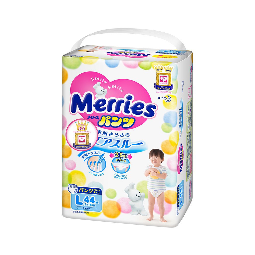 Tã/bỉm quần Merries size L - 44 miếng (Cho bé 9 - 14kg) _Phương Dũng