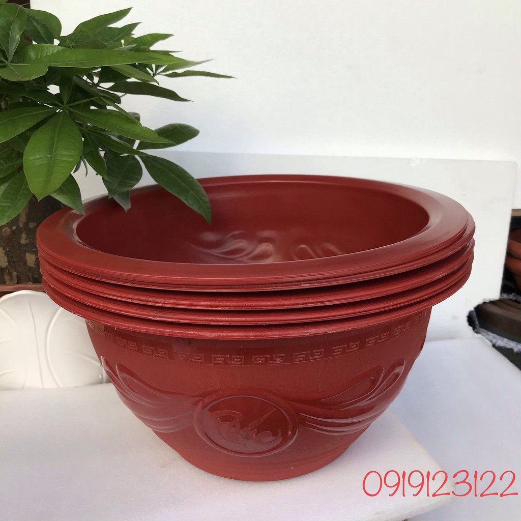 5 chậu nhưa tròn T38 KT37,5*19cm trồng mai, đào, quất, hoa hồng