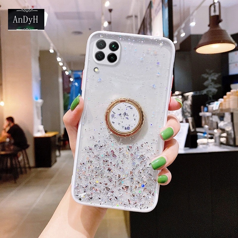 Ốp điện thoại họa tiết ngôi sao lấp lánh gắn nhẫn đỡ cho Huawei Nova 7 7i 6SE 7SE 8 Pro 8SE