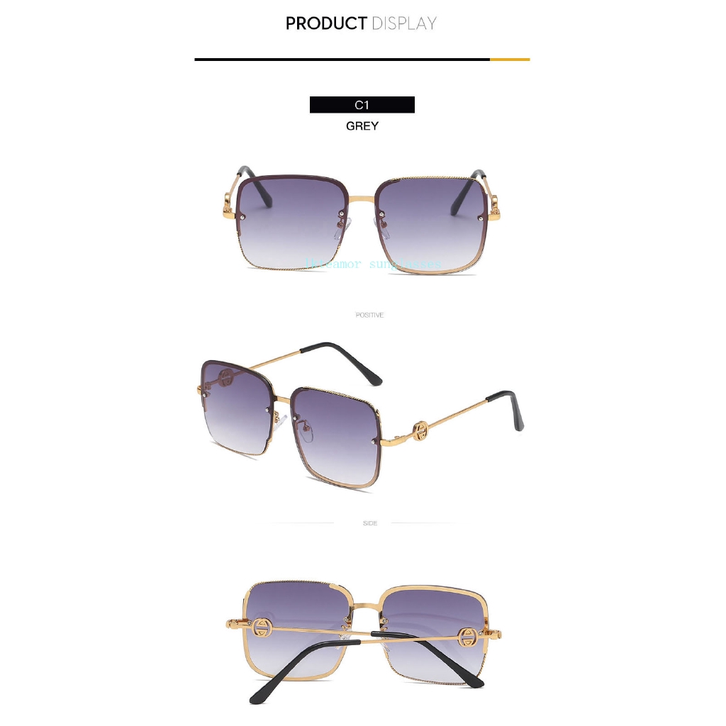 Kính mát vuông gọng kim loại chống tia UV400 cho Nữ