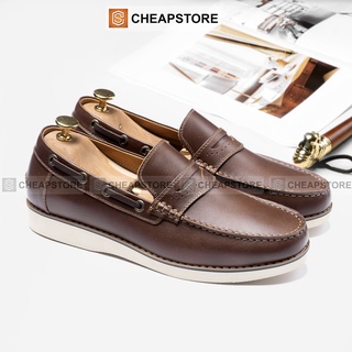 Giày lười công sở CHEAPSTORE CS440 Nâu - Giày tăng chiều cao da bò nam (bảo hành 24 tháng)