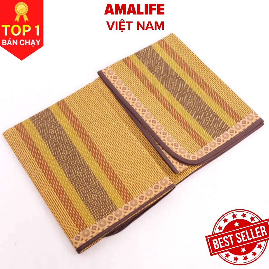 Chiếu điều hòa sợi mây tổng hợp lót lụa cao cấp hàng Việt Nam xuất khẩu 2 mặt giá rẻ 1m2 1m6 1m8 Amalife