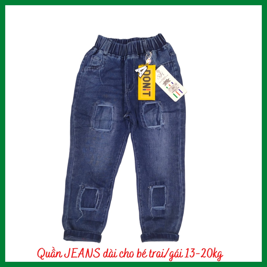 Quần jeans dài mềm cá tính cho bé trai/gái 13-20kg