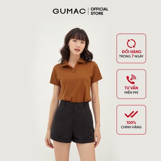 Áo thun polo nữ thiết kế cổ trụ V GUMAC phong cách basic, AMB354
