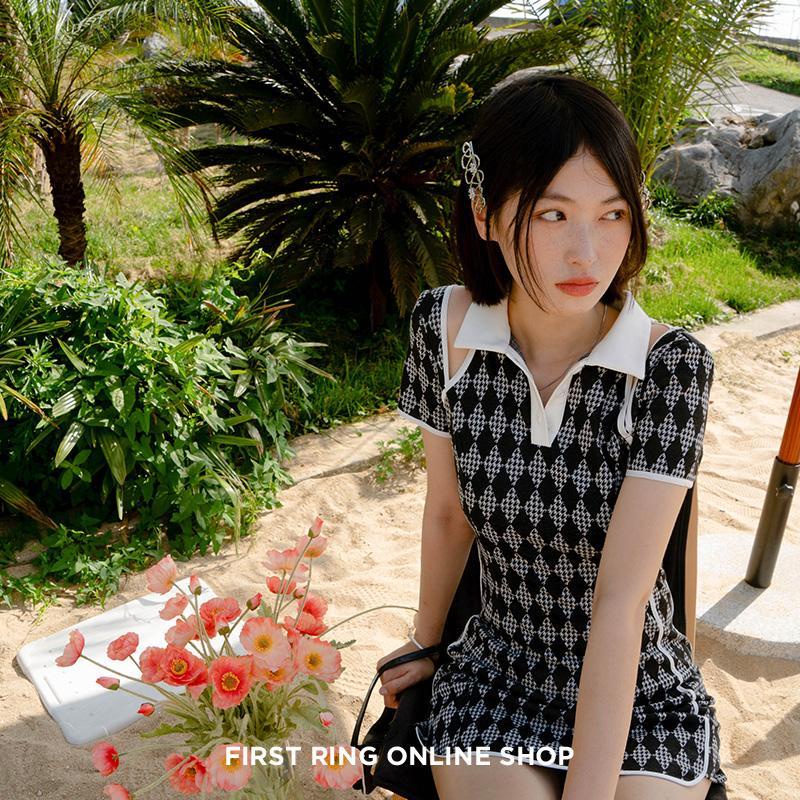 Đầm Ngắn Tay Cổ POLO Thiết Kế Khoét Lỗ Thời Trang Mùa Hè Hàng Mới 2021 Dành Cho Bạn Nữ