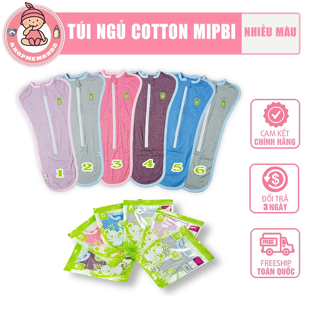 Túi ngủ MIPBI kéo khóa 2 chiều siêu co dãn chất liệu cotton cho bé từ sơ sinh