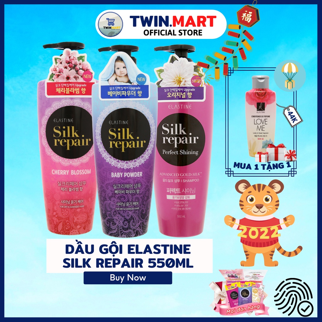 [Đơn từ 299k tặng ngay dầu xả 36k] Dầu gội chăm sóc và nuôi dưỡng tóc Elastine Silk Repair 550ml Hàn Quốc