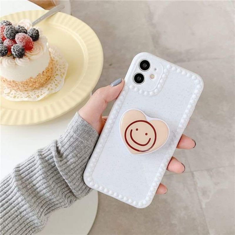 Ốp lưng Iphone full viền màu trơn (kèm popsocket hình ti,)