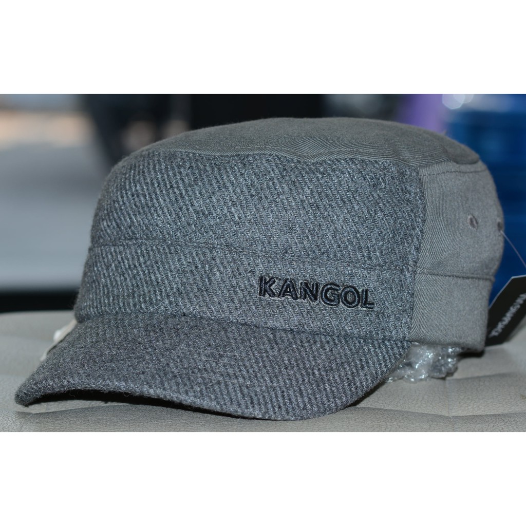Mũ hộp ngắn form lính màu xám,nón mỏ cục Kangol Textured Wool Army Cap Flannel { chính hãng - Hình t