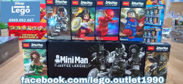 Xếp hình Jutice League Bathero - Flash - Aquaman - Wonder Woman - Cyborg - Superman Lego Minifigures Decool 0282 0287