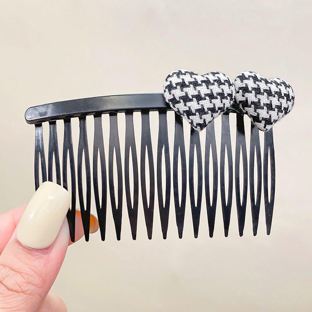 IVORY Lược Cài Tóc Hình Tròn / Trái Tim Kẻ Sọc Vintage Cho Nữ