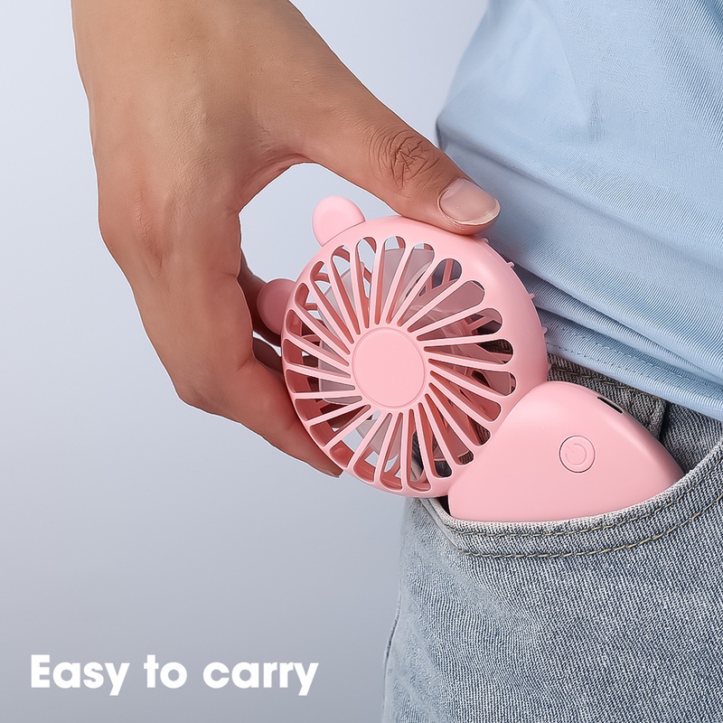 Quạt Cầm Tay Mini Có Cổng Sạc USB Và Giá Đỡ Điện Thoại 3 Kiểu Khác Nhau Mang Đi Du Lịch/Ngoài Trời