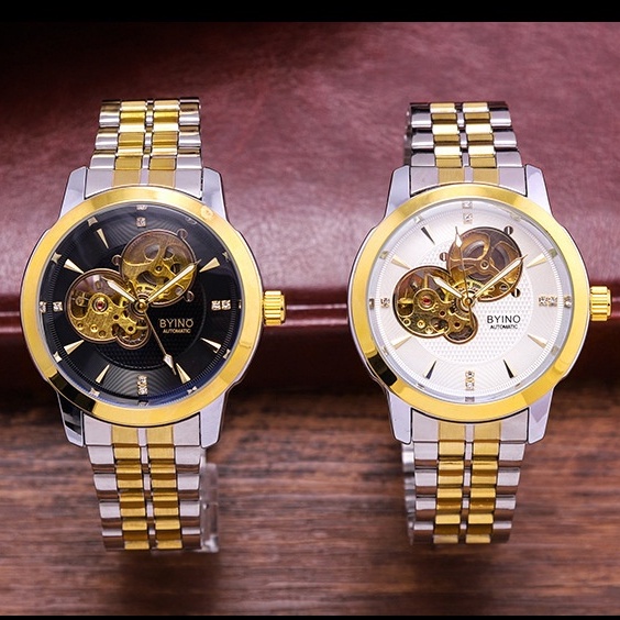 Đồng hồ nam B Y I N O chính hãng cao cấp đẹp, đồng hồ cơ nam dây kim loại mặt 42, BH 24 tháng mã A9