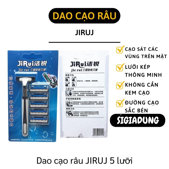 [SALE] Dao Cạo Râu - Bộ Cạo Râu Kèm 5 Lưỡi Dao Kép Thông Minh, Thay Đầu Tiện Lợi, Sắc Bén 5242