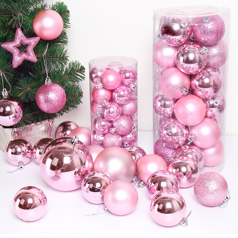 Bộ 24 trái châu bằng nhựa 6cm nhiều màu sắc dùng để trang trí cây thông noel