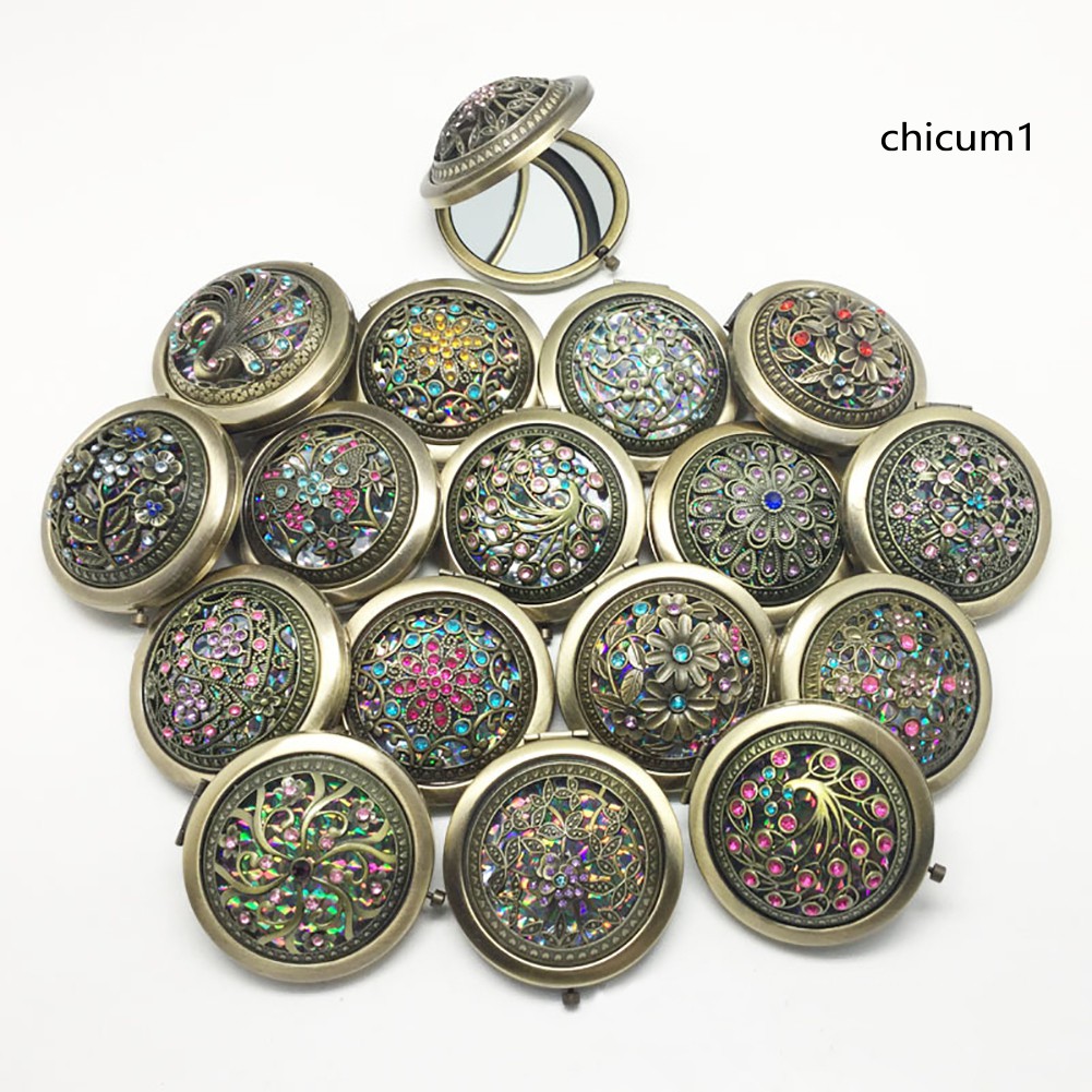 [Hàng mới về] Gương trang điểm mini bỏ túi hình hoa rỗng phong cách vintage