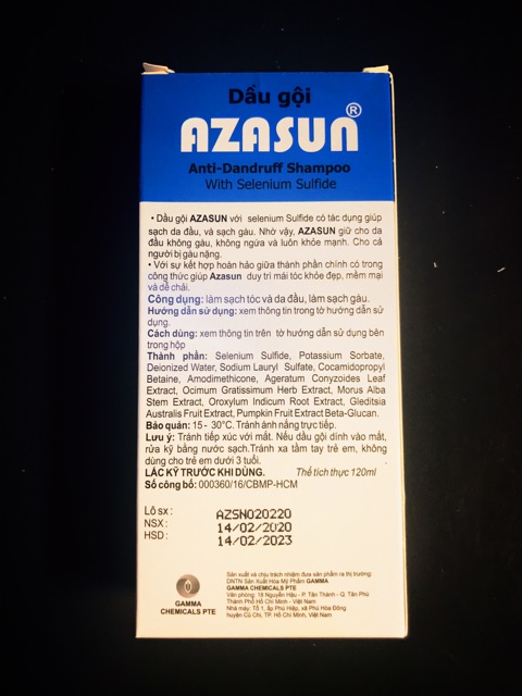Dầu gội đầu loại sạch gàu Azasun 1% 120ml | BigBuy360 - bigbuy360.vn