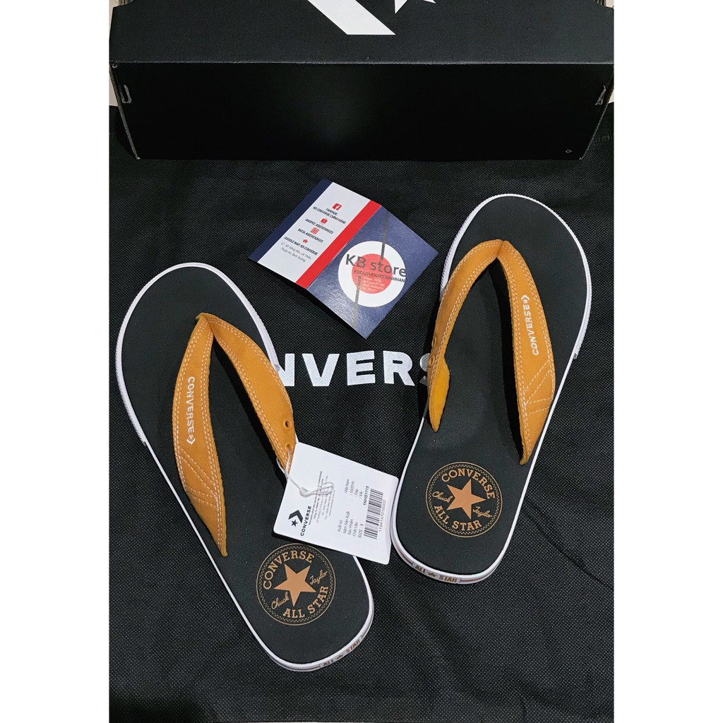 Dép Converse đen quai vàng chính hãng