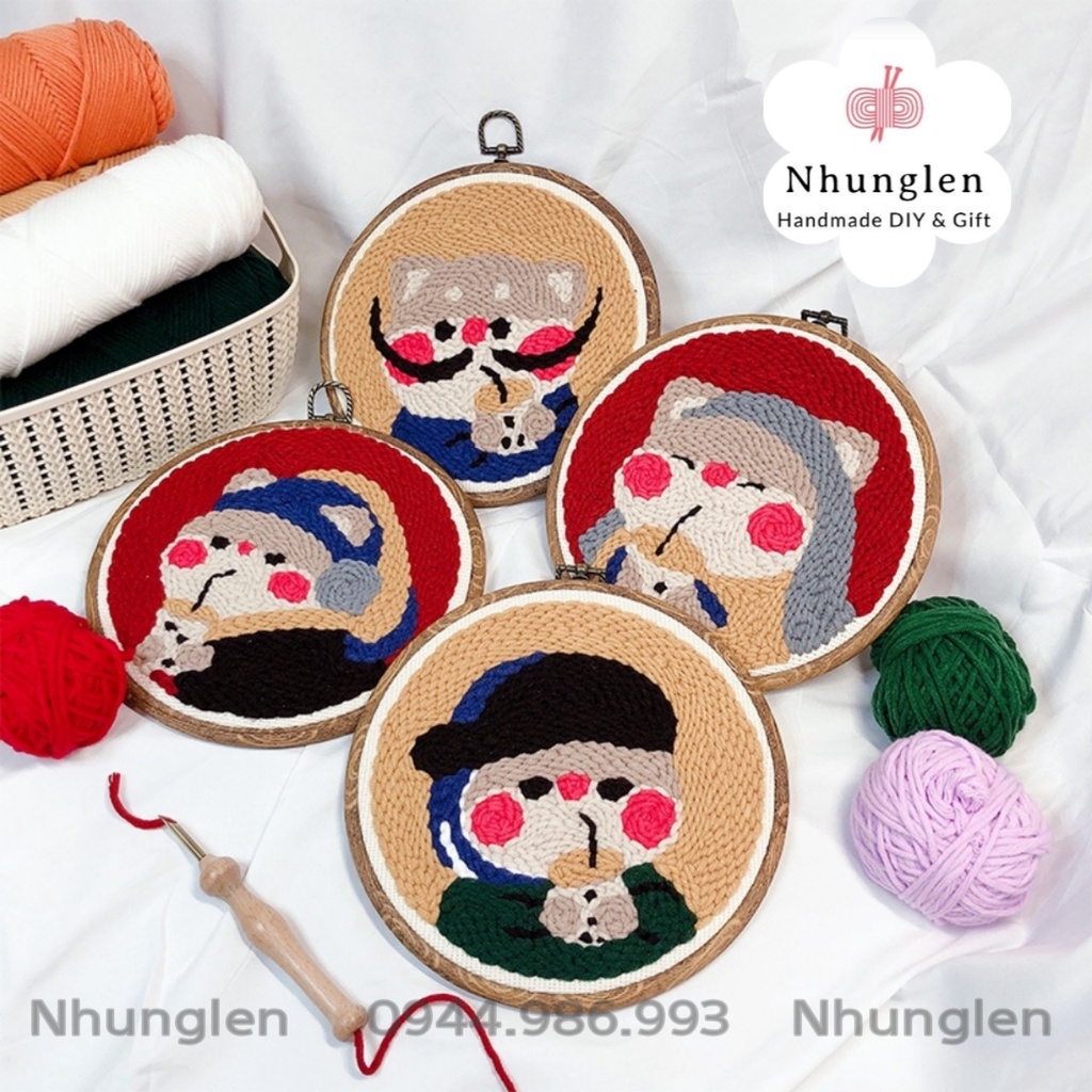 DIY Bộ Thêu Len Xù Trà Sữa- Punch Needle Decor - Qùa Tặng Handmade Ý Nghĩa