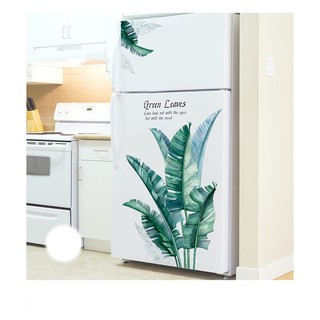 decal dán tường tán lá xanh