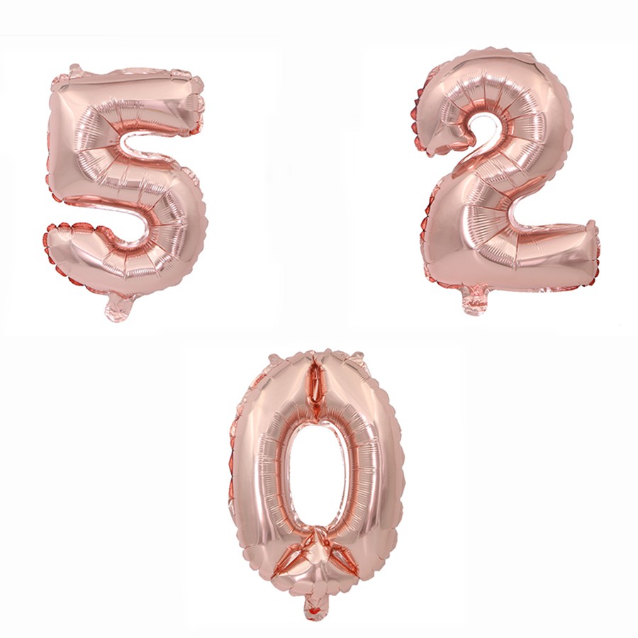 Bong Bóng Hình Số 0-9 32 inch Màu Vàng Hồng