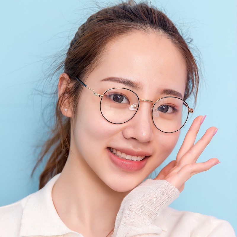 Kính cận Viendo bằng kim loại dáng tròn phong cách Hàn Quốc -1.00 ~ -4.00 độ cho nữ