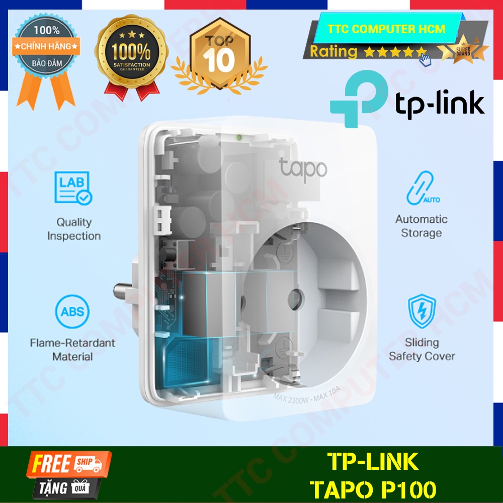 TP-LINK Tapo P100 | Tapo P100 - Ổ cắm Wi-Fi Thông Minh Nhỏ Gọn - HÀNG CHÍNH HÃNG TTC COPUTER HCM
