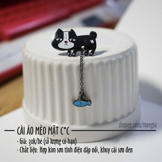 Cài áo mèo tuxedo câu cá