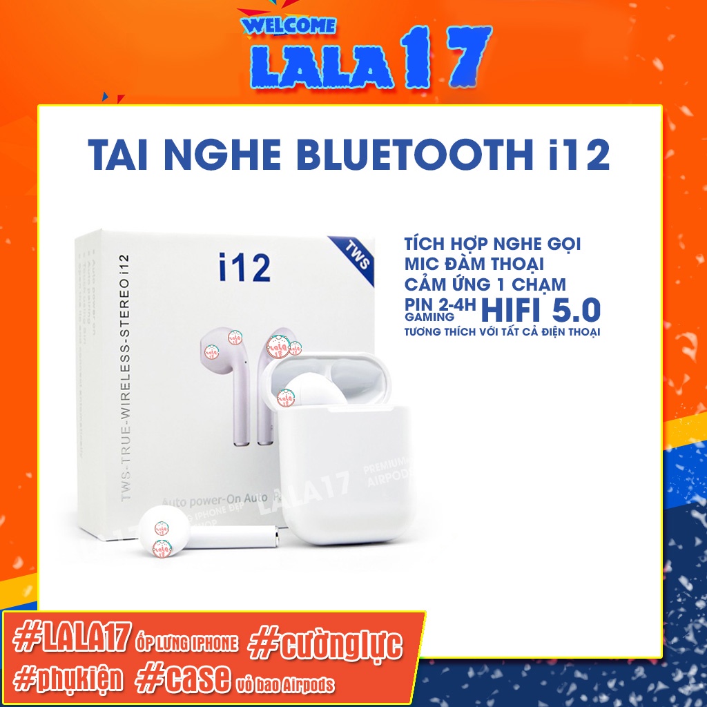 Tai nghe bluetooth i12 không dây inpods tws cảm ứng vân tay âm thanh hifi 5.0 tai nghe nhét tai giá rẻ