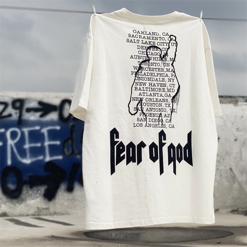 Áo Thun Tay Ngắn Cổ Tròn In Chữ FEAR of GOD Battle of Los Angeles Phiên Bản Giới Hạn Thời Trang