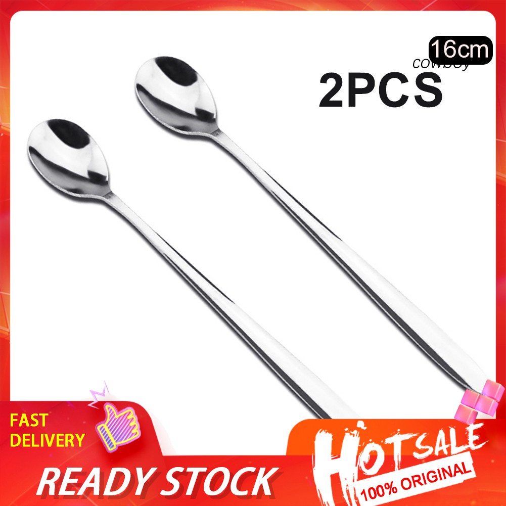 Bộ 2 Muỗng Cà Phê Cán Dài Bằng Thép Không Gỉ