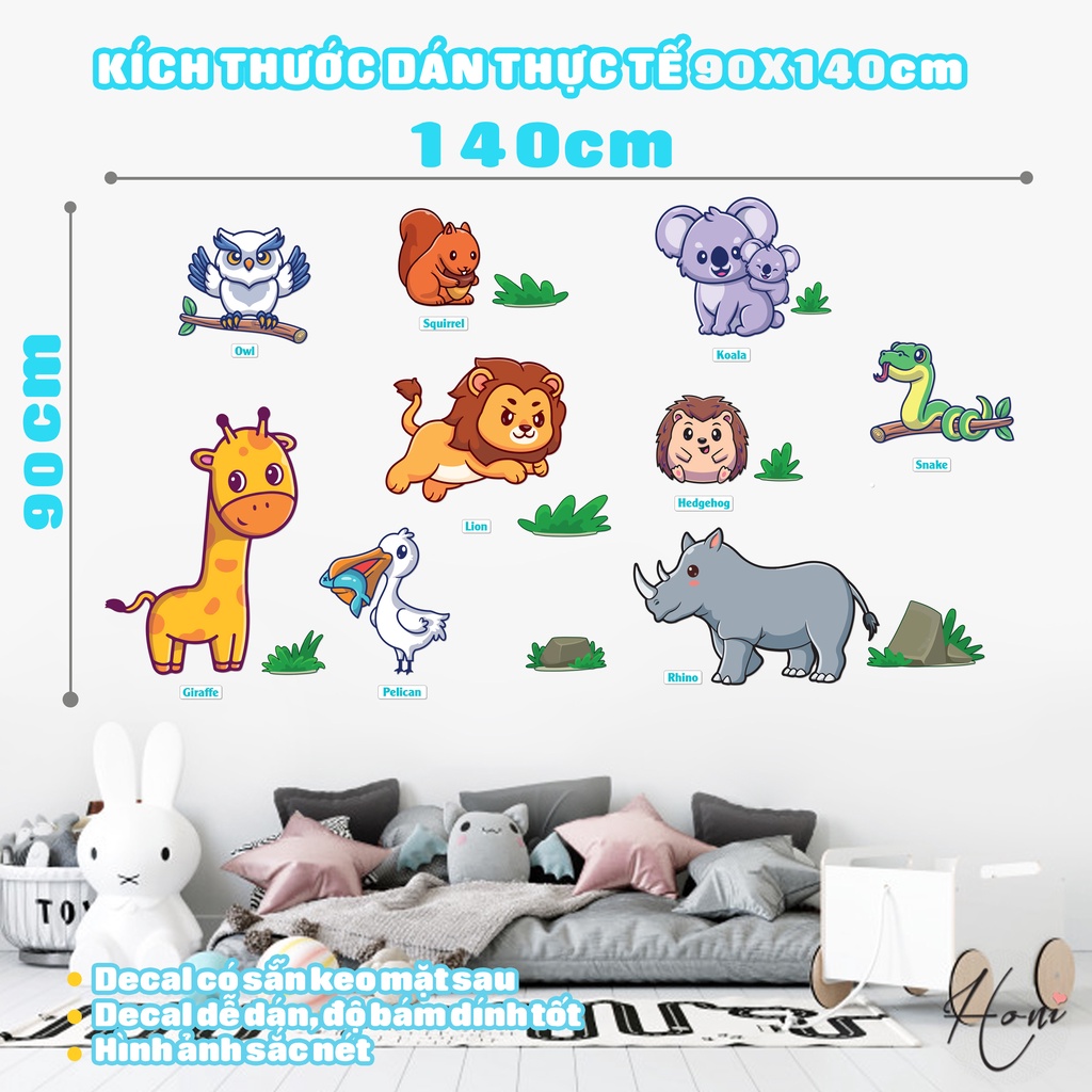 Decal Động Vật Dán Tường cho bé - Decal Động Vật Rừng Xanh 2