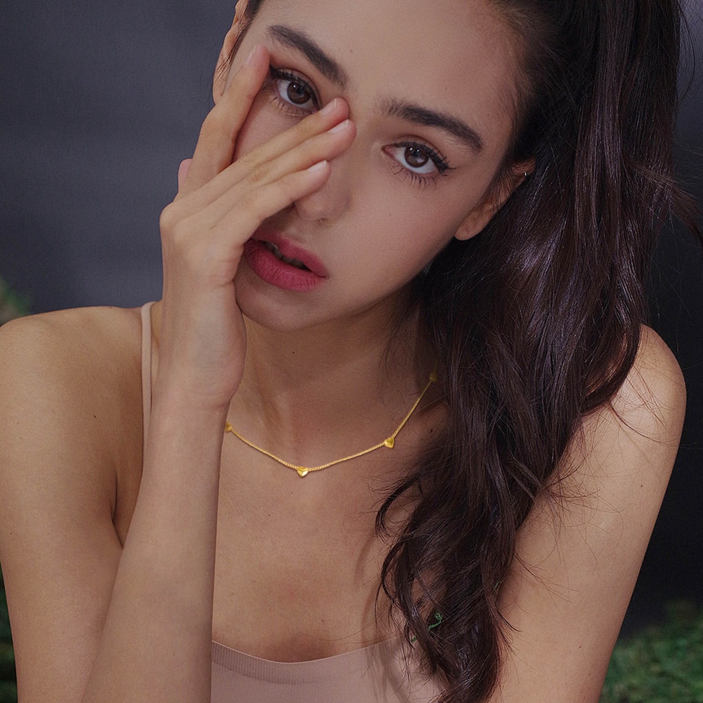 Vnox Vòng Cổ Choker Bằng Vàng 18K Mặt Hình Trái Tim Tinh Tế Cho Nữ