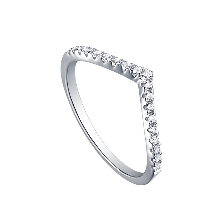 925 Silver Plated Ring With Artificial Diamonds Korean Style Fashion