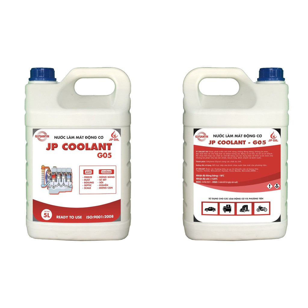 JP COOLANT G05 - YELLOW ORANGE - Nước Làm Mát Động Cơ Ô Tô G05 - MÀU VÀNG CAM - CAN 5 LÍT