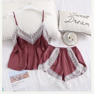 [Siêu Phẩm - Sang Đẹp] Đồ bộ đẹp - Bộ ngủ lụa satin Phối ren